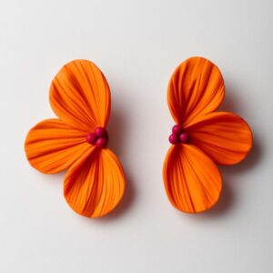 Aros flores naranja con Fucsia