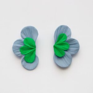 Aros flores celeste con verde