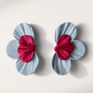 Aros flores celeste con rosado purpura