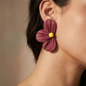 Aros flores borgoña con amarillo