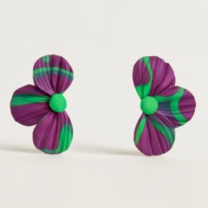 Aros flores moradas con verde