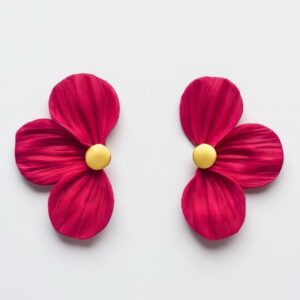 Aros Flores rosado purpura y dorado