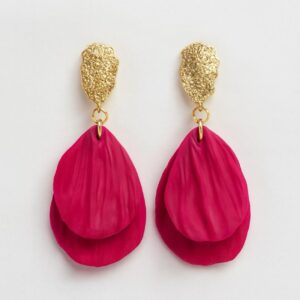 Aros colgantes pétalos rosado purpura