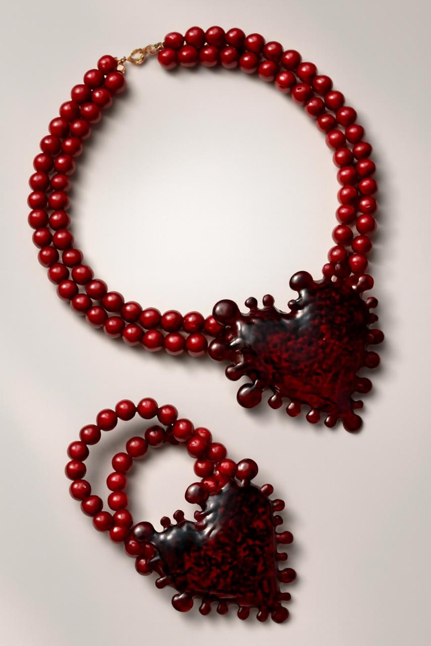 Conjunto Collar y pulsera de corazón